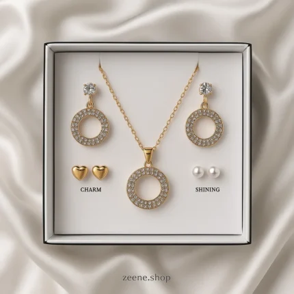 Gold & Diamond Charm Jewelry Set